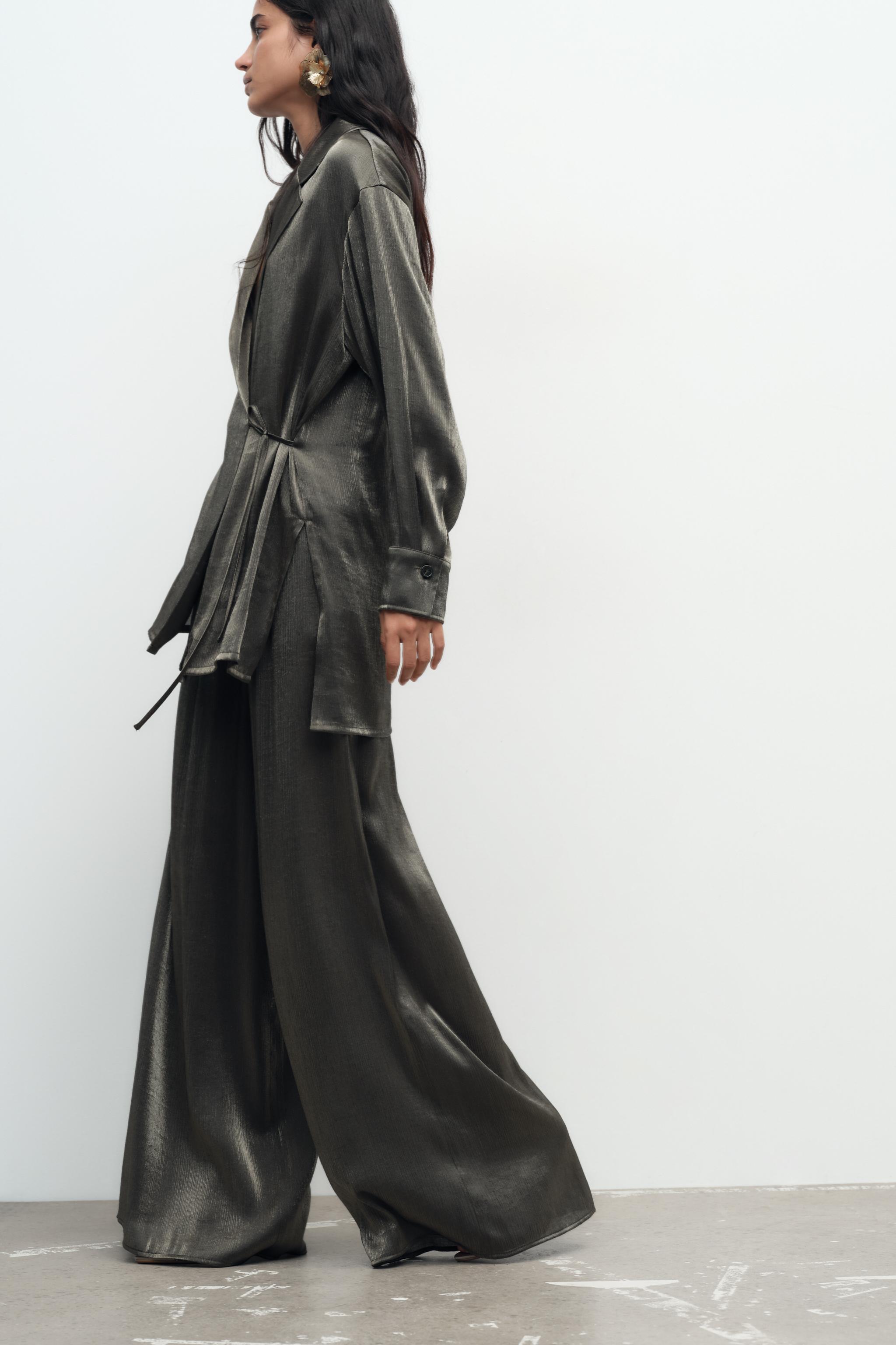 SHINY-EFFECT DOUBLE-BREASTED BLAZER - Aged gold | ZARA India