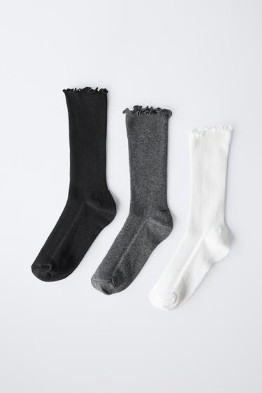 3-PACK OF TOWELLING LONG SOCKS - Black / White by Zara