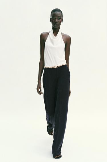 HALTERNECK JUMPSUIT WITH BELT - Dark navy by Zara - Image 6