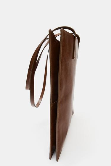 SAC SHOPPER EN CUIR - Chocolat de Zara - Image 4
