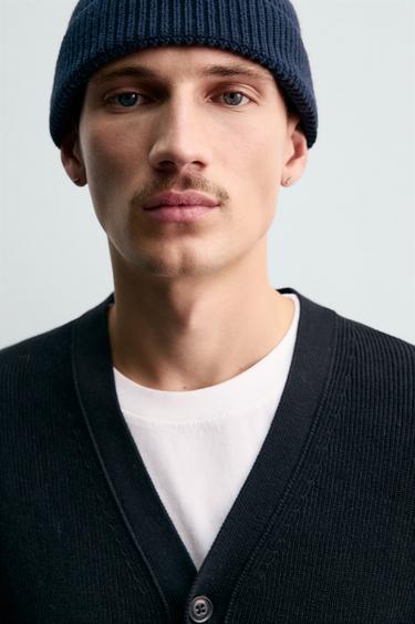 REGULAR FIT COTTON CARDIGAN - Dark navy by Zara