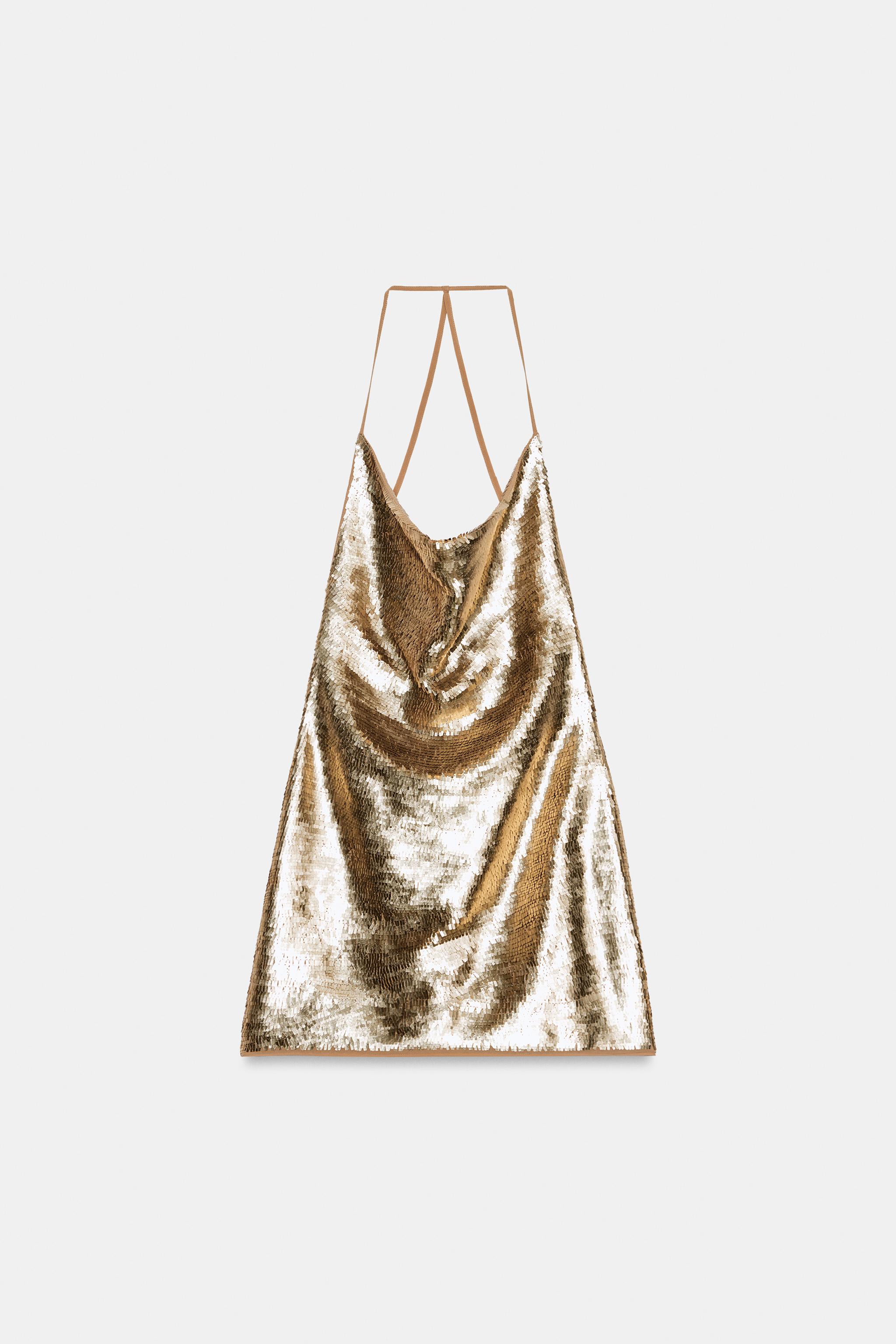 Женские платья Zara SEQUIN DRAPED HALTER MINI DRESS — фото 5