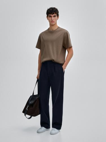 Zara 100% mercerised cotton T-shirt - Mink - Image 0