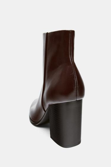 WIDE-HEEL ANKLE BOOTS - Burgundy Red by Zara - Image 3