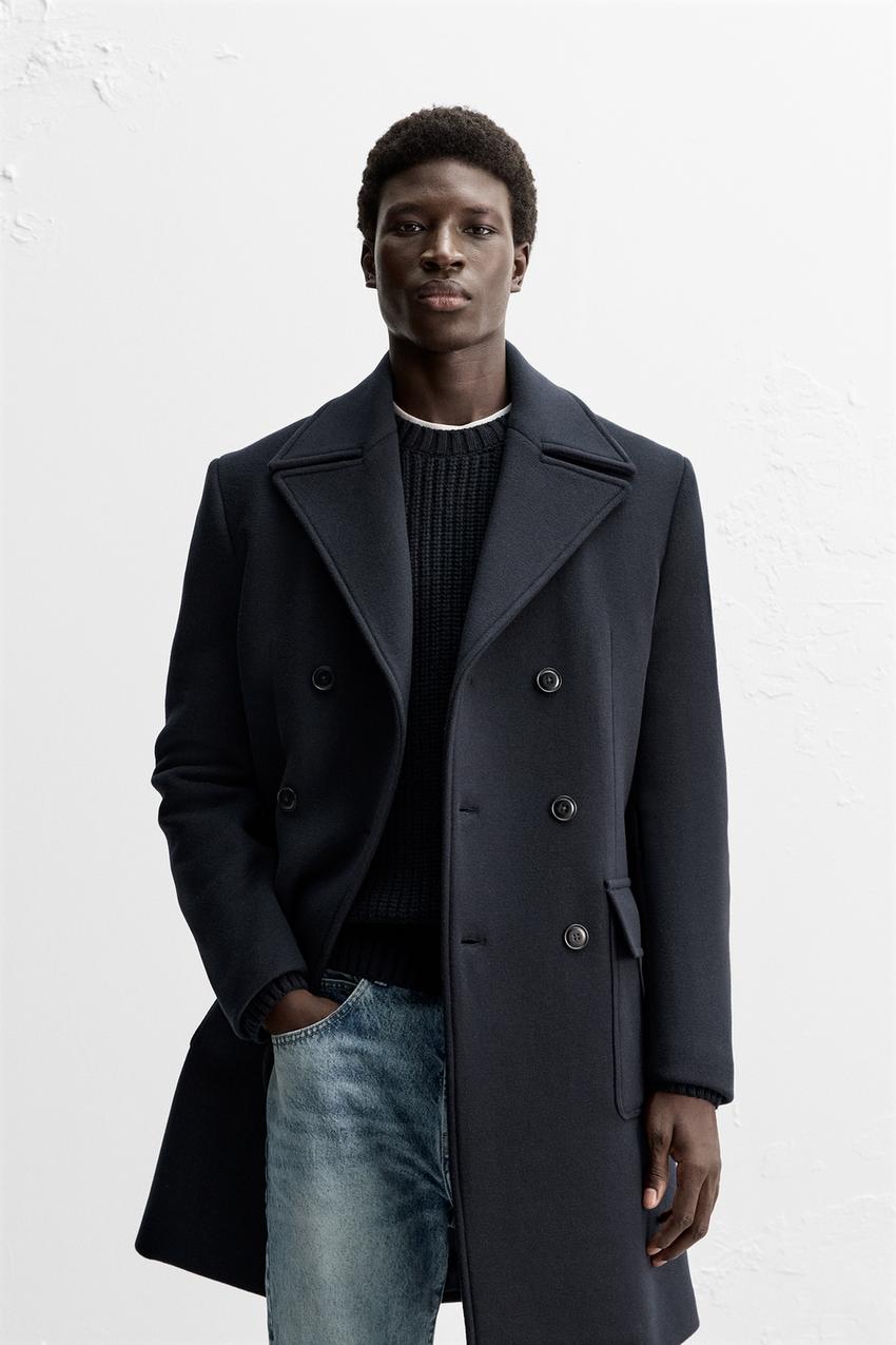 MANTECOウール混ダブルブレストコート - ネイビーブルー | ZARA Japan 