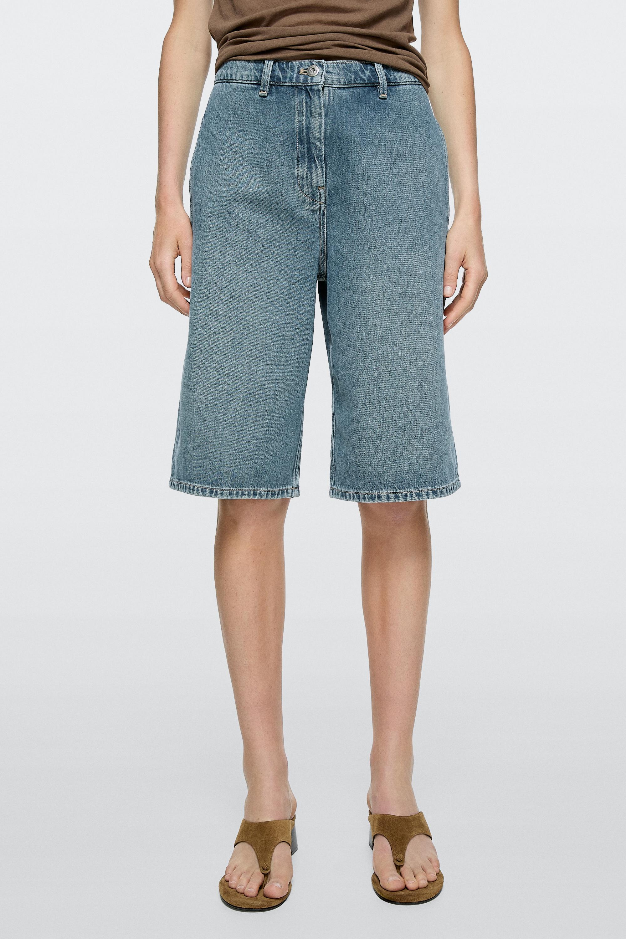 Long denim Bermuda shorts