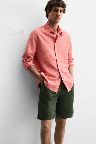 FADED TEXTURED BERMUDA SHORTS - Greenish by Zara