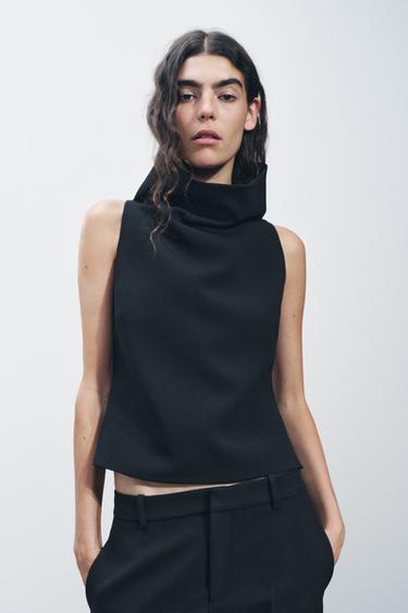 Zara HIGH NECK TOP ZW COLLECTION - Black - Image 0