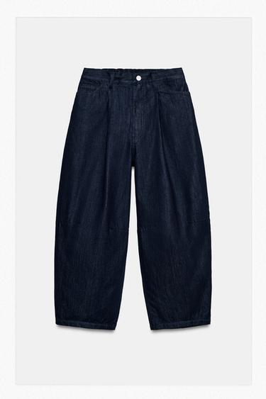 Zara ZW COLLECTION BALLOON HIGH-WAIST JEANS - Blue