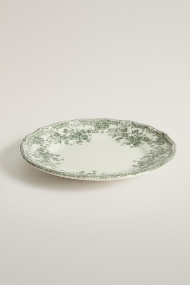 FLORAL EARTHENWARE SIDE PLATE — Dark olive 2