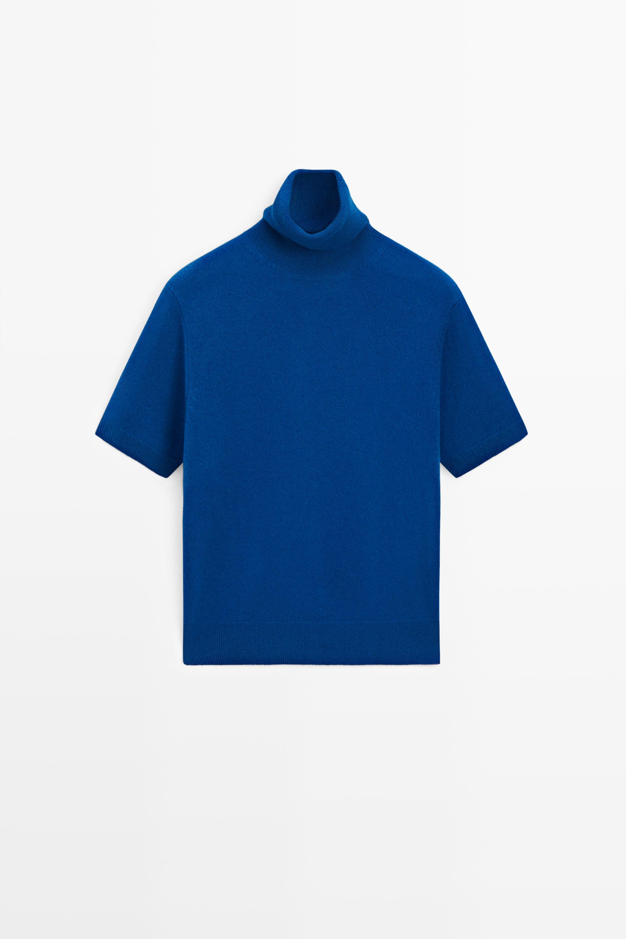 Pull maille col roulé manches courtes