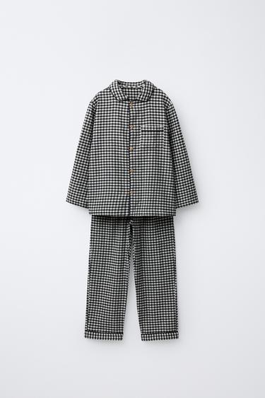 AGES 3-6 / GINGHAM PYJAMAS - Black / Ecru by Zara - Image 0