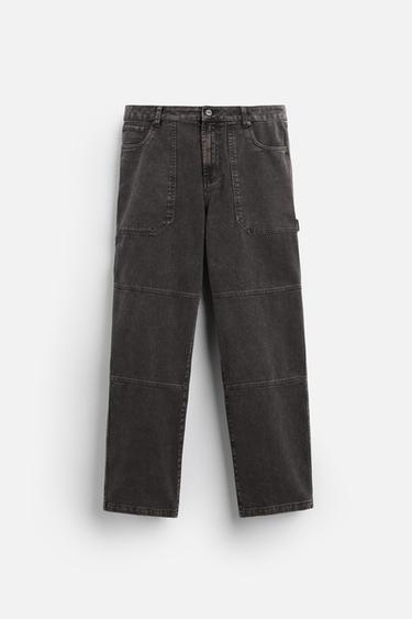 PANTALÓN CARPINTERO COSTURAS - Gris oscuro de Zara