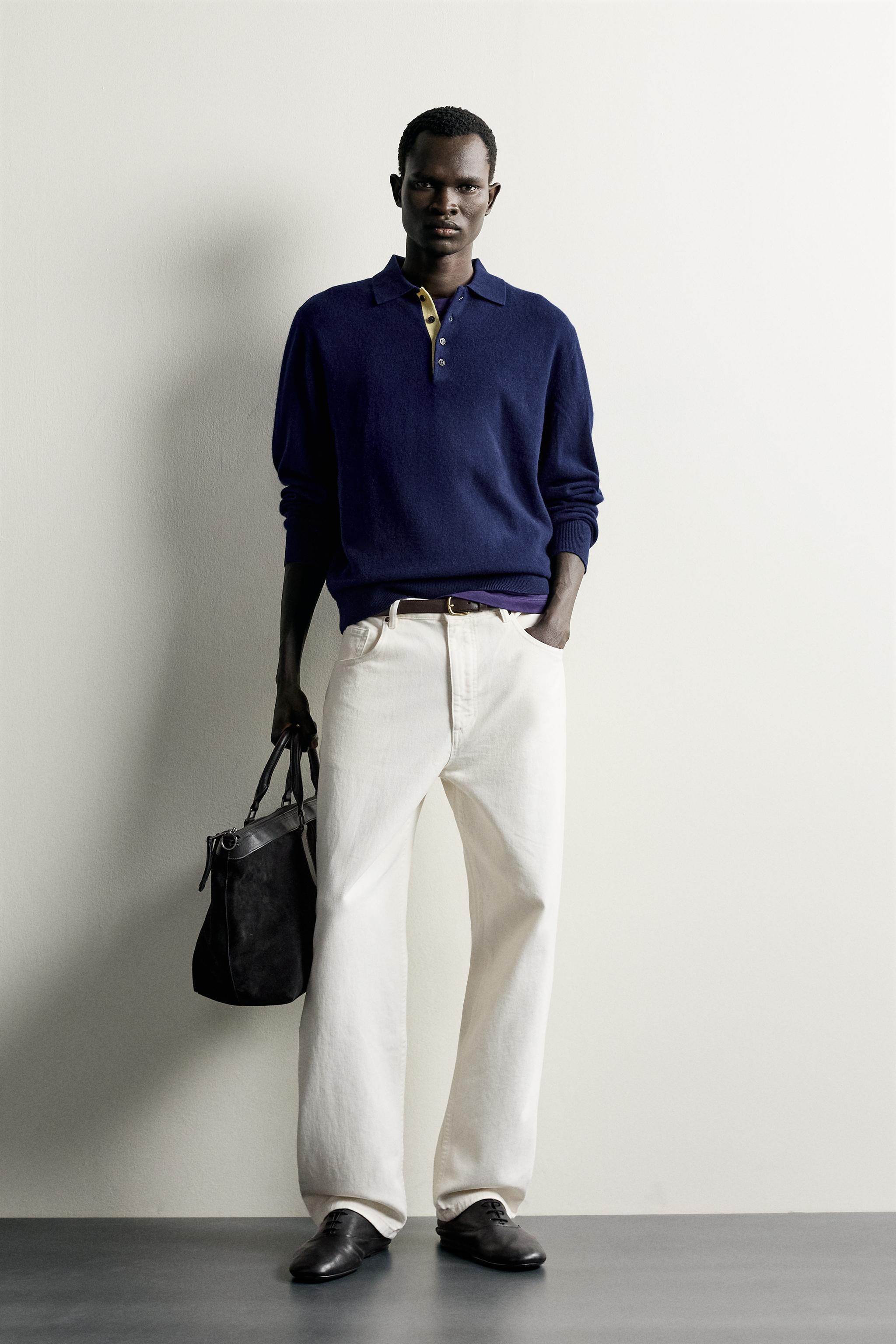 POLO EN MAILLE 100 % LAINE CONTRASTE