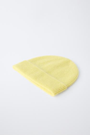 ZARA TIMELESS - 100% CASHMERE HAT — Yellow 2