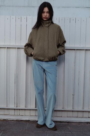 Zara 燈芯絨喇叭長褲 - 水洗天藍色