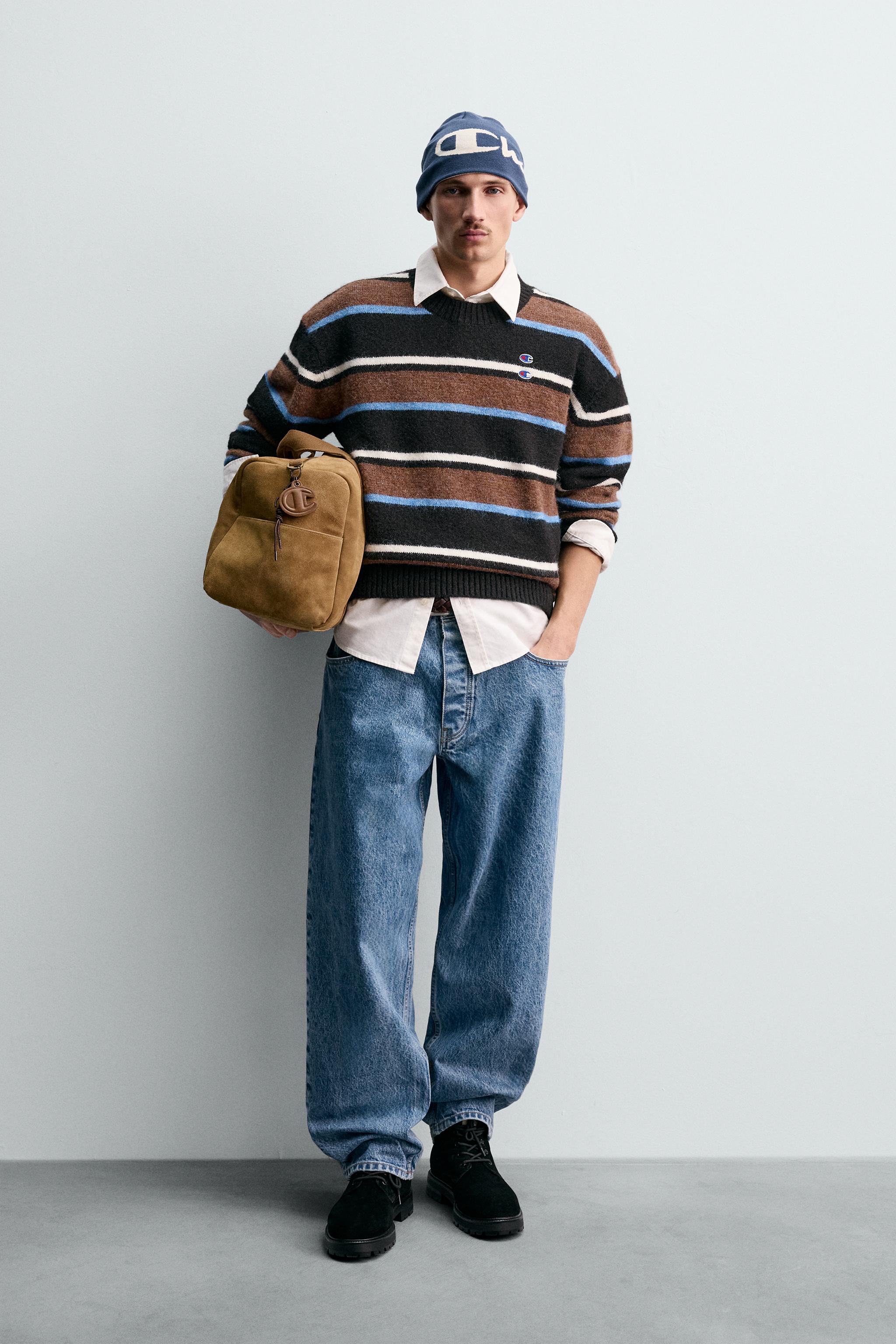 チャンピオン®×ZARA ストライプ柄パッチセーター - チョコレート