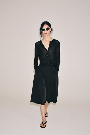KNIT HENLEY JUMPER - Black by Zara