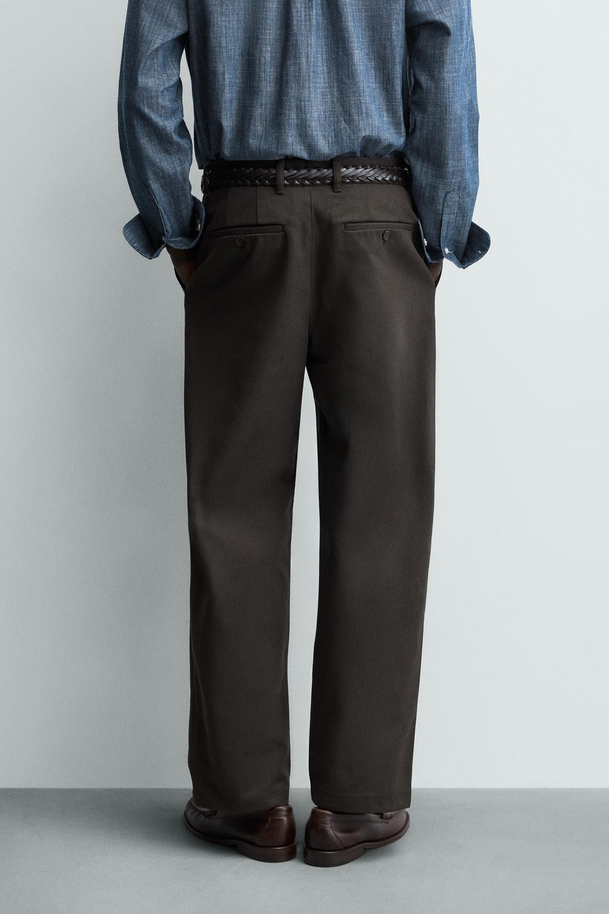 TEXTURED STRAIGHT FIT PANTS