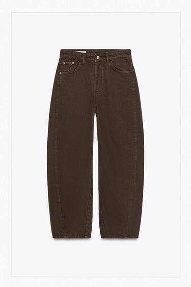 JEANS TRF CARROT TIRO MEDIO - Chocolate de Zara