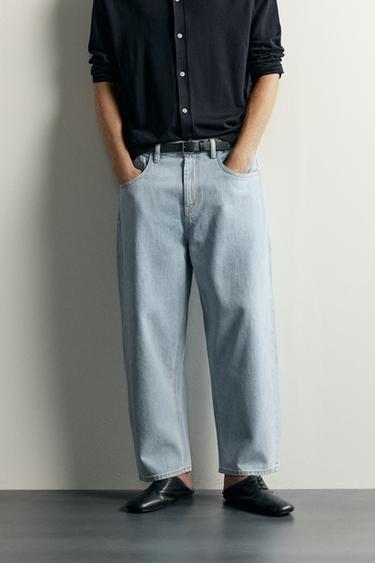 TAPERED WIDE-FIT JEANS — Light blue 2