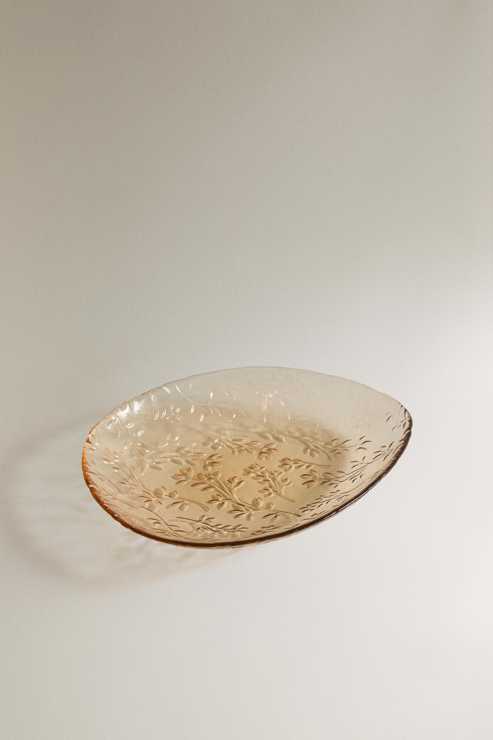LARGE FLORAL GLASS BOWL