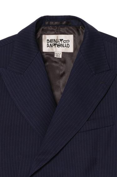 CROPPED FIT PINSTRIPE BLAZER - Navy blue by Zara - Image 4