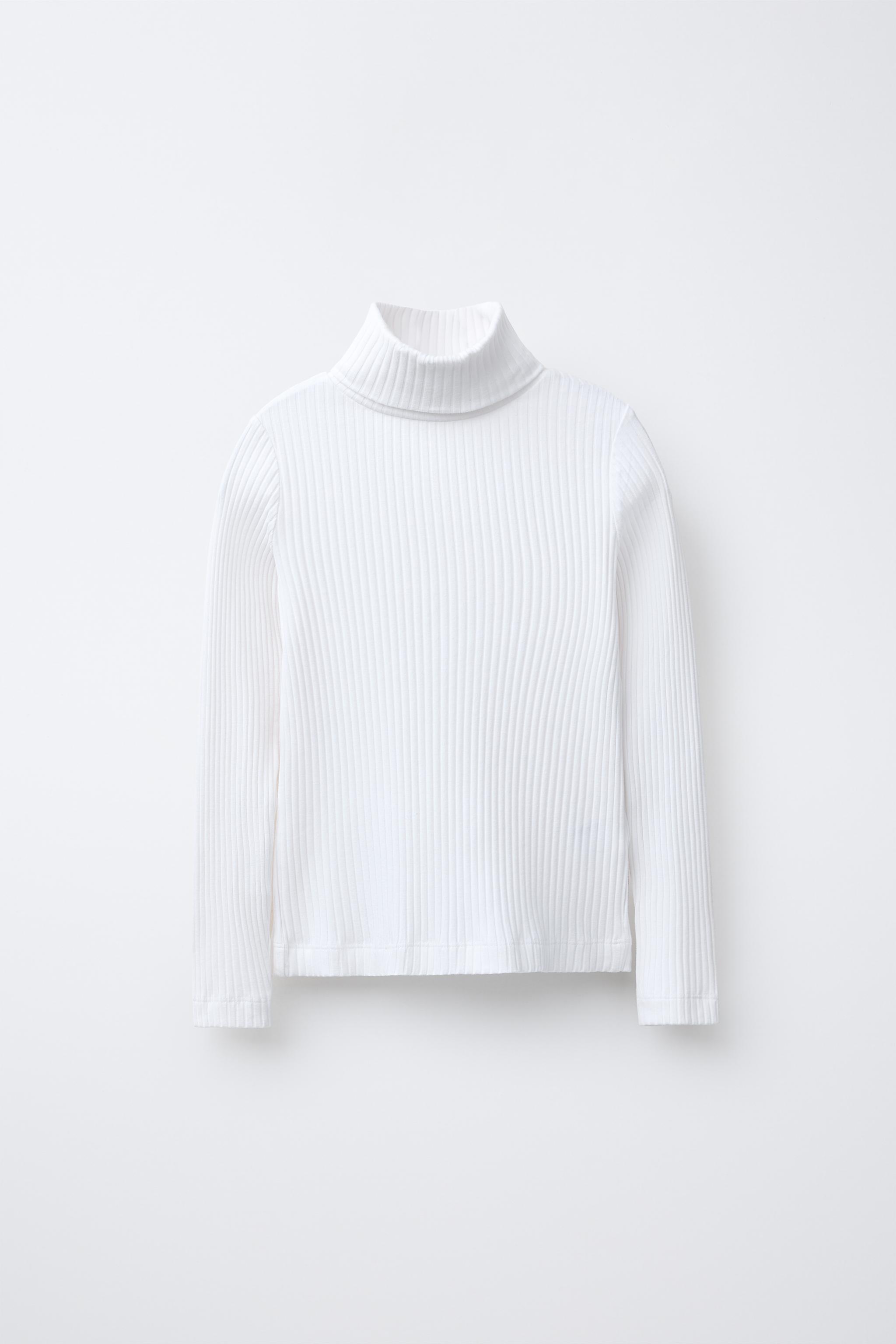 RIBBED TURTLENECK T-SHIRT - White | ZARA United States