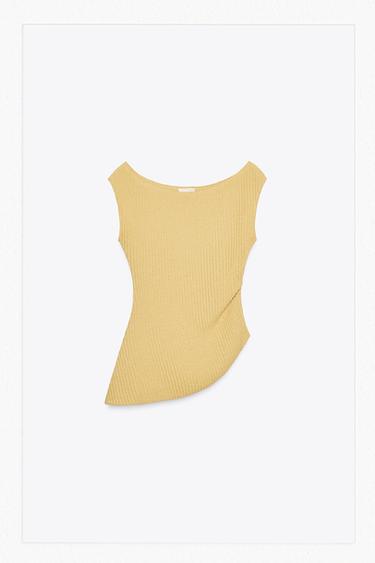 TEXTURED DRAPED TOP - Yellow by Zara