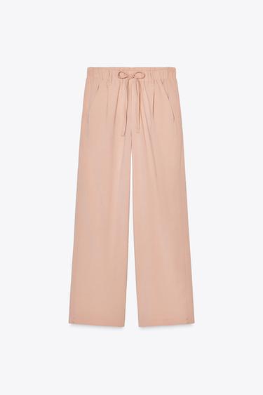 TROUSERS WITH AN ELASTICATED WAISTBAND - Pale pink by Zara - Image 5