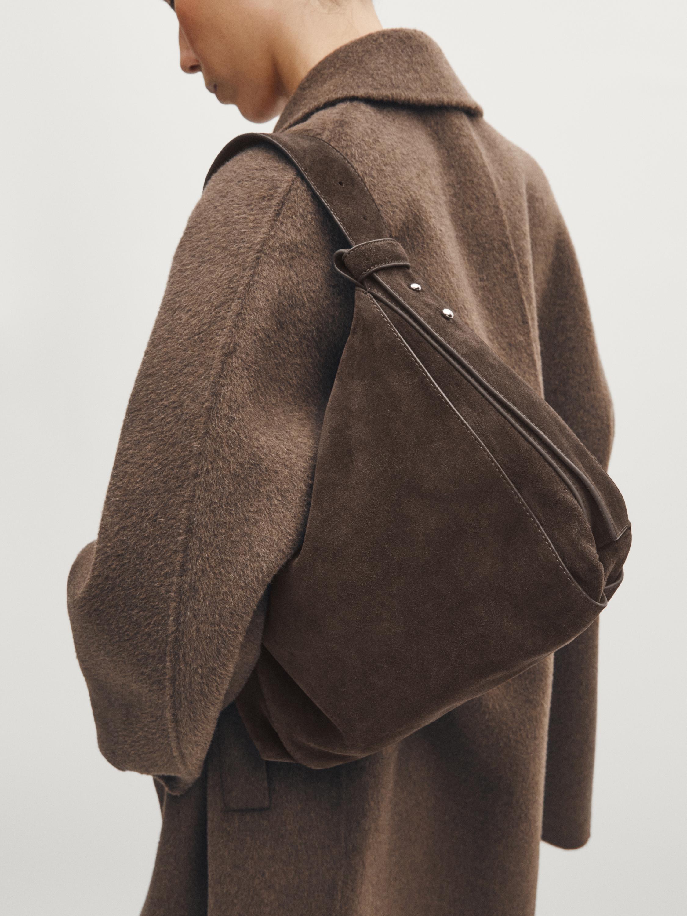 Large split leather shoulder bag