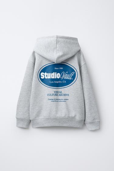 RAISED TEXT HOODIE - Grey marl by Zara