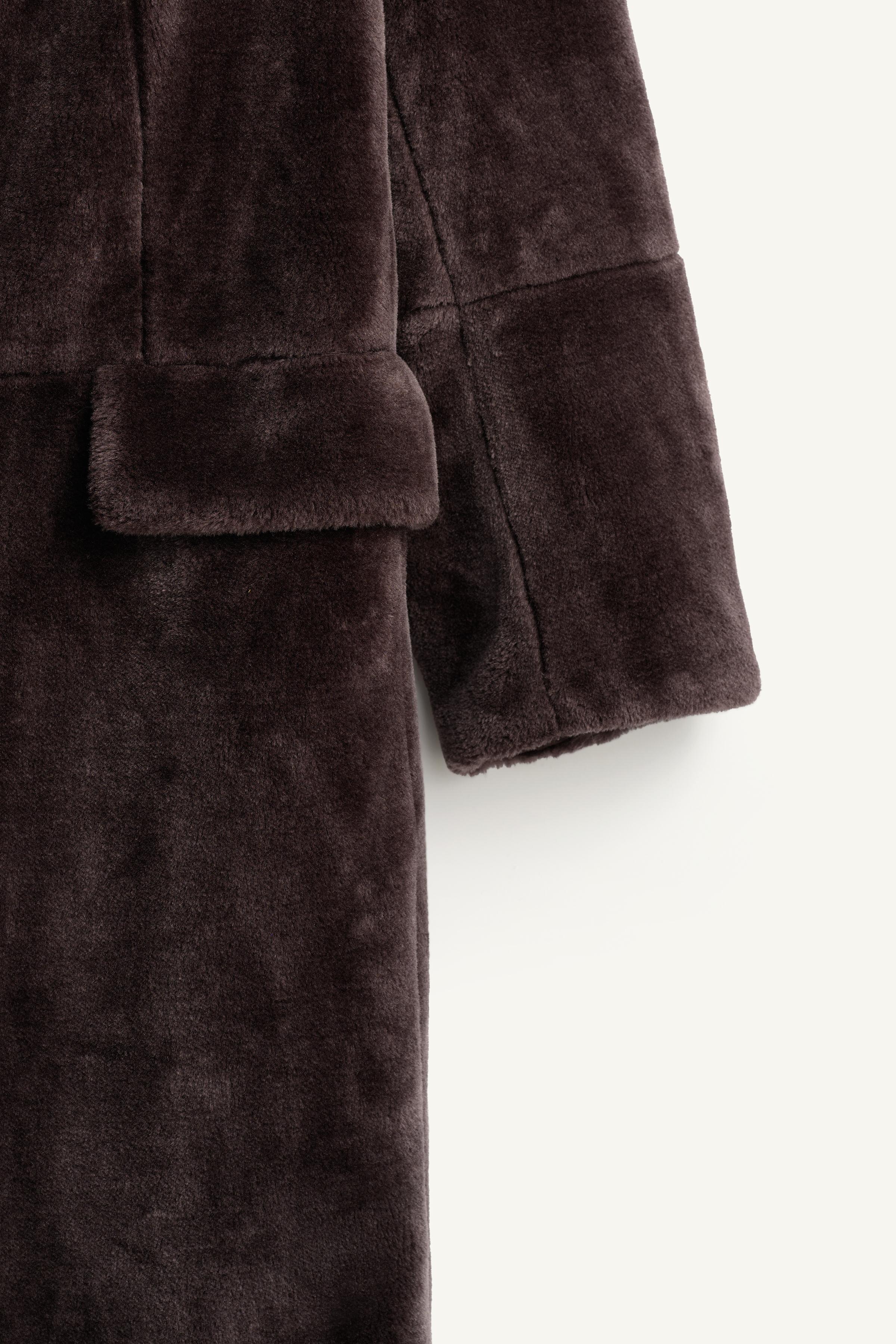 VESTE LONGUE RELAXED FIT EFFET FOURRURE
