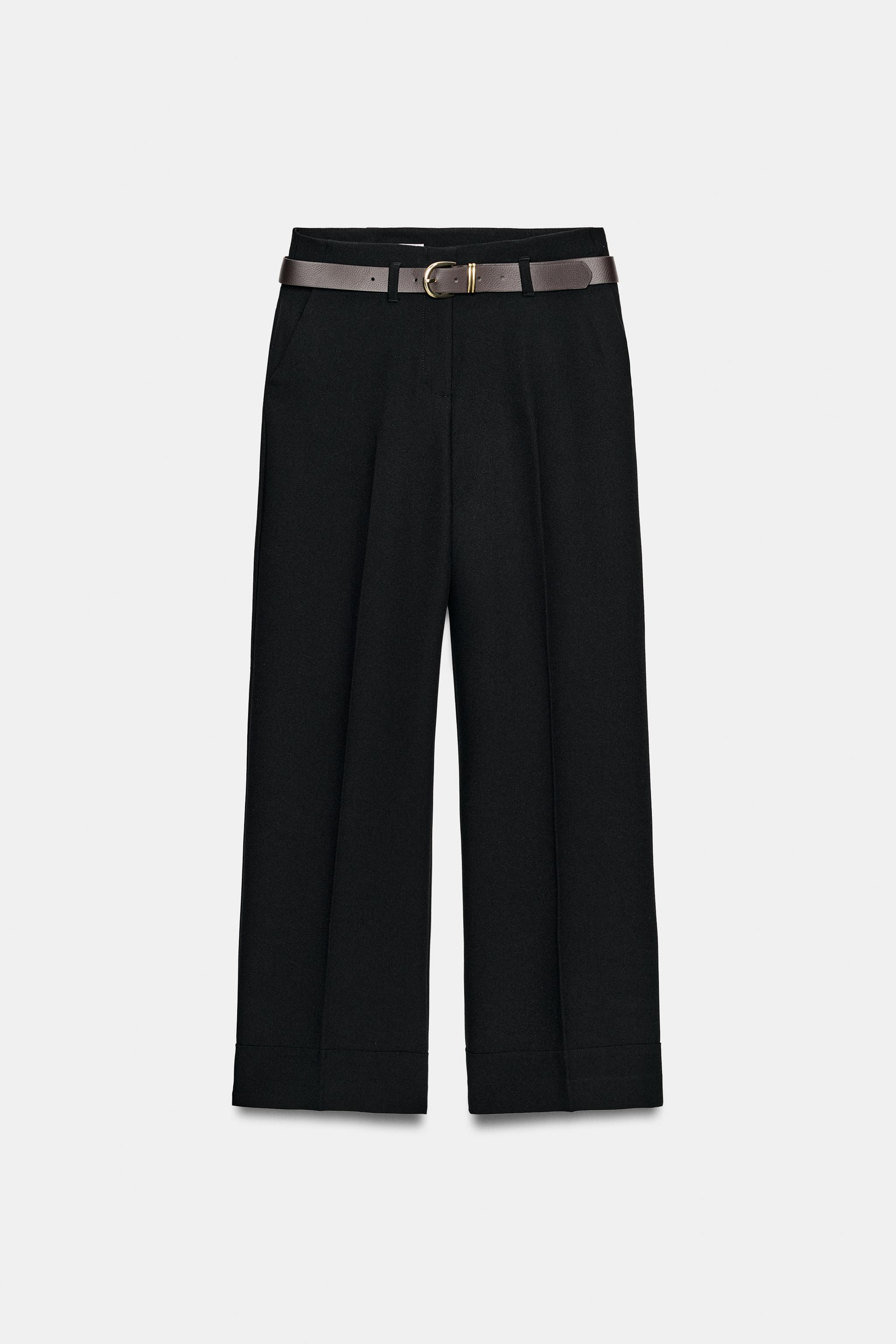 Женские брюки Zara CUFFED HEM BELTED PANTS — фото 7