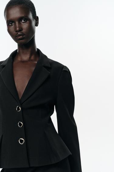 VESTE PEPLUM À MANCHES BOUFFANTES - Noir de Zara - Image 1