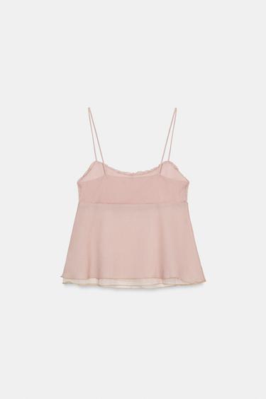 TOP LINGERIE À FRONCES - Rose clair de Zara - Image 6