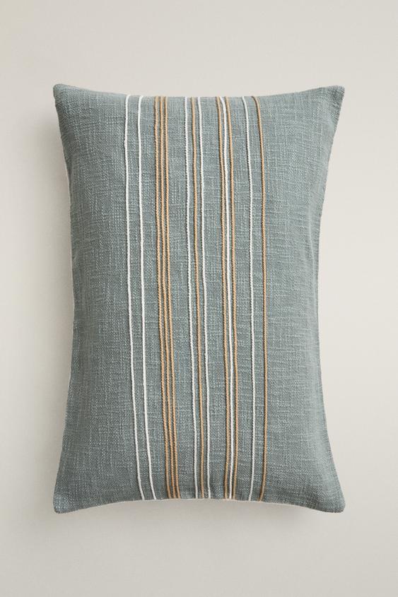 STRIPED CUSHION COVER - Turquoise by Zara - Image 0