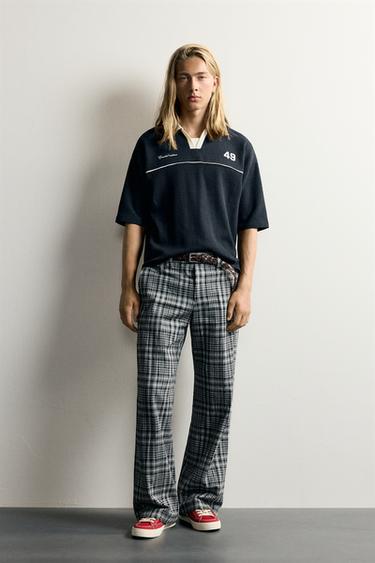POLO RELAXED FIT EN JACQUARD FOOTBALL RÉTRO - Bleu marine de Zara - Image 0