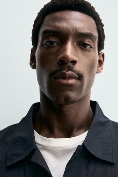 REGULAR FIT POPLIN OVERSHIRT - Navy blue by Zara - Image 5