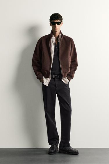CAZADORA BOMBER EFECTO ANTE - Marrón oscuro de Zara - Imagen 0