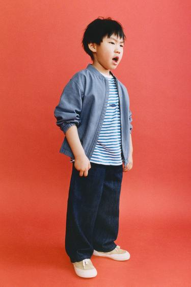 ג'קט Bomber מכותנה פשתן - כחול של Zara