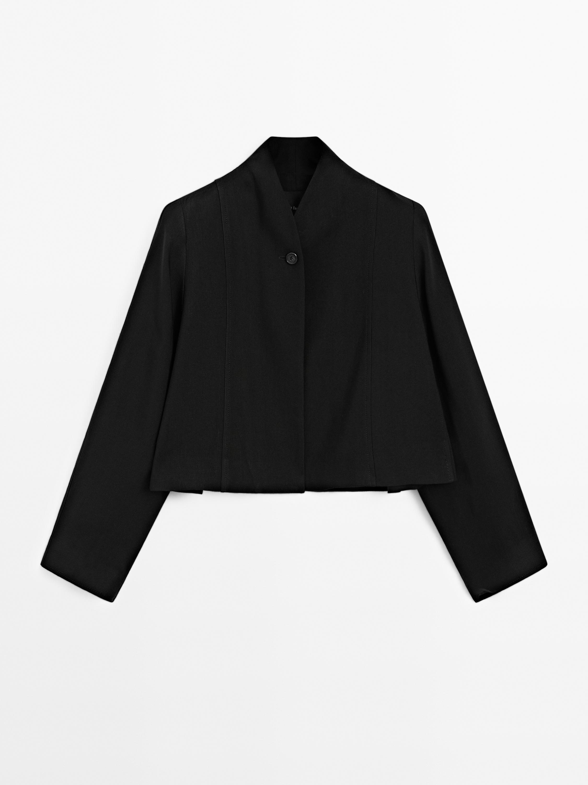 Short linen blend blazer