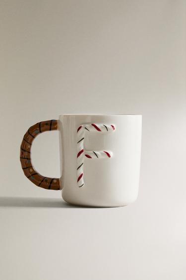 CHILDREN'S STONEWARE LETTER "F" CHRISTMAS MUG - Multicoloured by Zara - Image 0