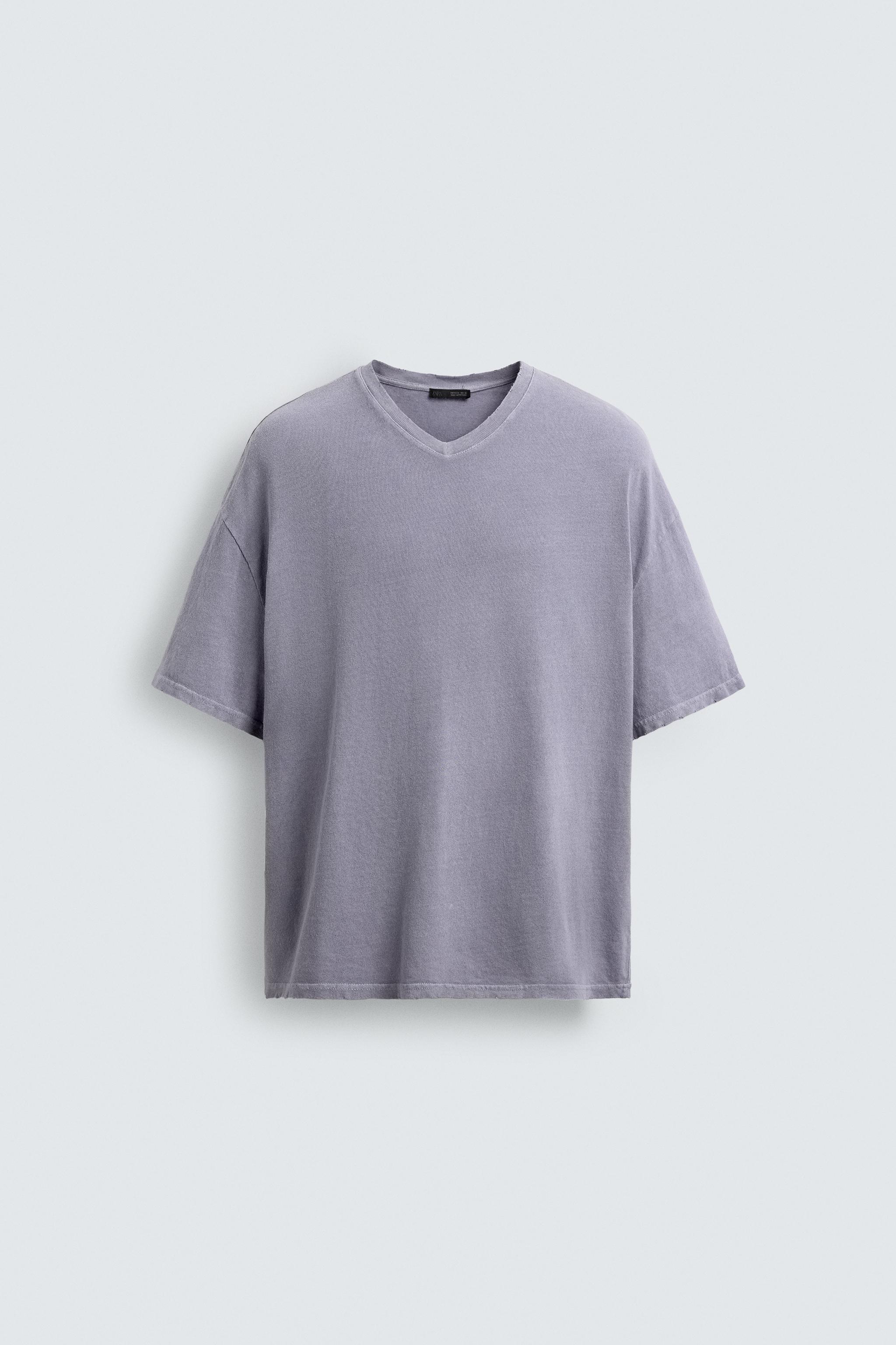 COTTON - HEMP V-NECK T-SHIRT — Mauve