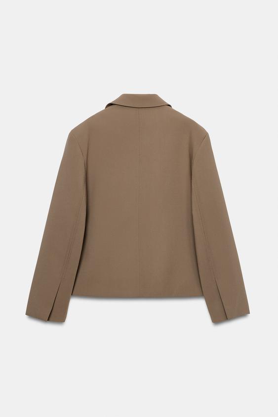 VESTE COURTE OVERSIZE SURPIQÛRES - brun de Zara - Image 7