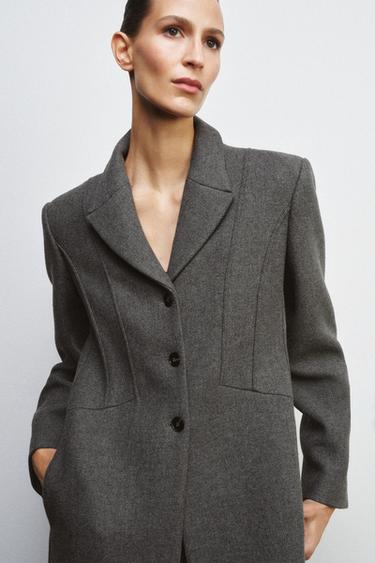 FITTED MANTECO WOOL COAT ZW COLLECTION LIMITED EDITION - Dark grey by Zara