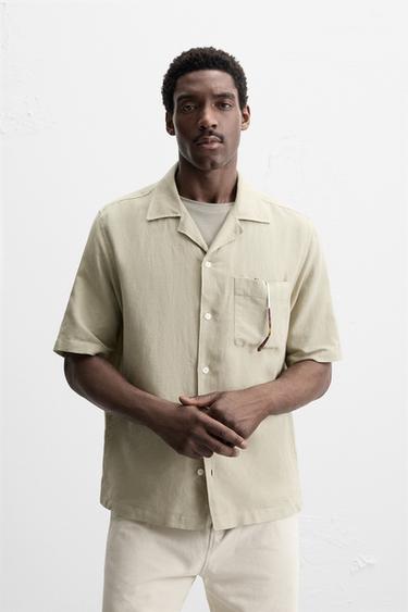 COTTON - LINEN SHIRT - Light khaki by Zara
