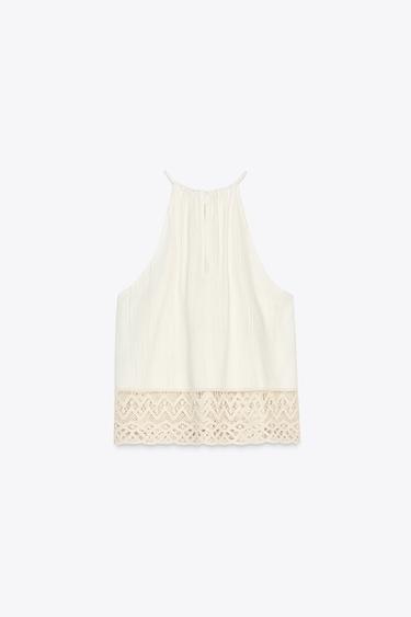 TOP RUSTIQUE BAS EN CROCHET - Beige clair de Zara - Image 6