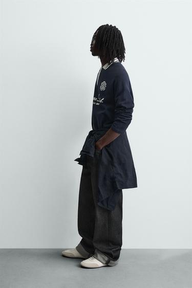 POLO IMPRIMÉS. CONTRASTE - Bleu marine de Zara - Image 3