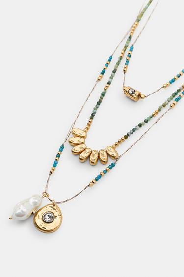 PACK 3 COLLARES CADENA ABALORIOS - Dorado de Zara